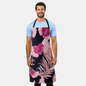 シームレスな優しい水色バレンタインのパターン エプロン (着用した状態)