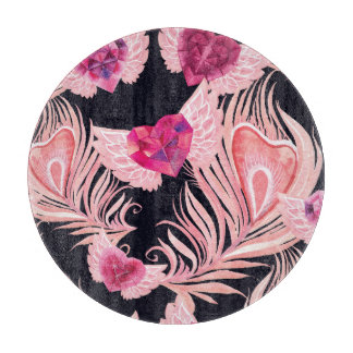 シームレスな優しい水色バレンタインのパターン カッティングボード