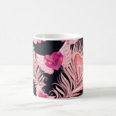 シームレスな優しい水色バレンタインのパターン コーヒーマグカップ (中央)