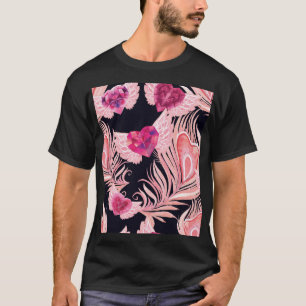 シームレスな優しい水色バレンタインのパターン Tシャツ