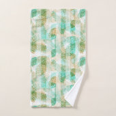 シームレスな冬のクリスマスグリーンベージュ松のコーンt バスタオルセット (ハンドタオル)