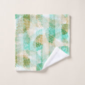 シームレスな冬のクリスマスグリーンベージュ松のコーンt バスタオルセット (ウォッシュタオル)