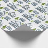 シームレスな冬メリークリスマスの風景グレーホウ ラッピングペーパー (角)