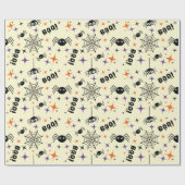 シームレスな包装紙：クモ、クモ、ブー！ ラッピングペーパー (フラット)