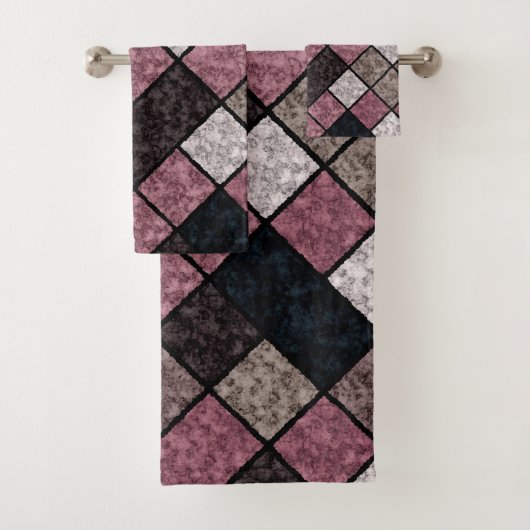 シームレスな大理石の花崗岩タイルのパターン バスタオルセット (インサイチュ)