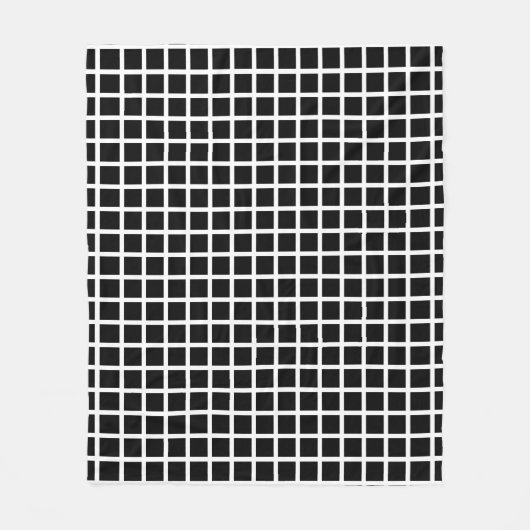 シームレスな幾何学的パターン。白の上に黒い四角 フリースブランケット (正面)