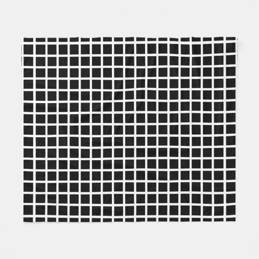 シームレスな幾何学的パターン。白の上に黒い四角 フリースブランケット (正面(横))