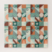 シームレスな幾何学的、抽象芸術モザイクパターン。 ジグソーパズル (横)