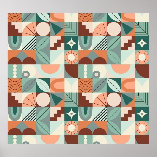 シームレスな幾何学的、抽象芸術モザイクパターン。 ポスター (正面)
