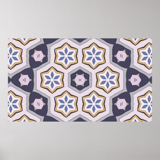 シームレスな循環ヴィンテージパターン。カラーデコレート ポスター (正面)