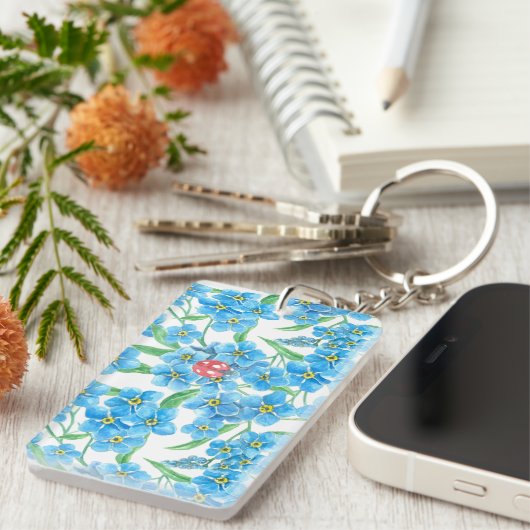 シームレスな忘れ花のパターンを使用しない キーホルダー (正面右)