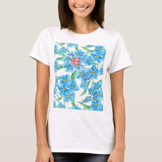 シームレスな忘れ花のパターンを使用しない Tシャツ (正面)
