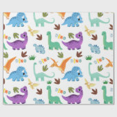 シームレスな恐竜のパターン誕生日パーティー ラッピングペーパー (フラット)