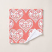 シームレスな愛バレンタインデーレースのようホワイトレースハート バスタオルセット (ウォッシュタオル)