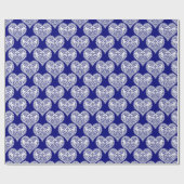シームレスな愛バレンタインデー海軍ホワイトレレースのようース ラッピングペーパー (フラット)