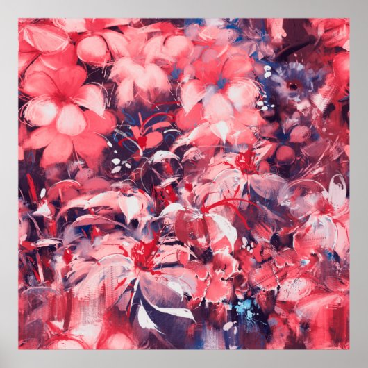 シームレスな抽象芸術の花，油絵スタイル，病気 ポスター (正面)