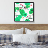 シームレスな抽象芸術キッズマンガハウス犬の木g キャンバスプリント (インサイチュ (寝室))