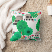 シームレスな抽象芸術キッズマンガハウス犬の木g クッション (ブランケット)