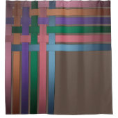 シームレスな抽象芸術ストライプのライン絹サテンリボン シャワーカーテン (正面)