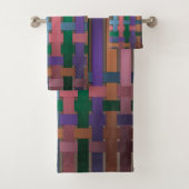 シームレスな抽象芸術ストライプのライン絹サテンリボン バスタオルセット (インサイチュ)