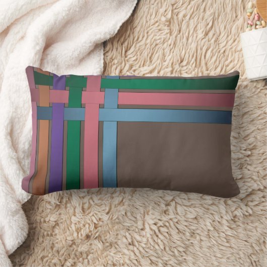 シームレスな抽象芸術ストライプのライン絹サテンリボン ランバークッション (ブランケット)