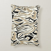 シームレスな抽象芸術ゼブラ皮モダン革ブラック アクセントクッション (裏面(縦))