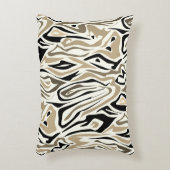 シームレスな抽象芸術ゼブラ皮モダン革ブラック アクセントクッション (正面(垂直))