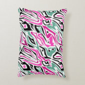 シームレスな抽象芸術ゼブラ皮モダン革ブラック アクセントクッション (裏面(縦))