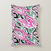 シームレスな抽象芸術ゼブラ皮モダン革ブラック アクセントクッション (正面(垂直))