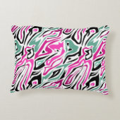 シームレスな抽象芸術ゼブラ皮モダン革ブラック アクセントクッション (裏面)