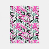 シームレスな抽象芸術ゼブラ皮モダン革ブラック フリースブランケット (正面)