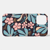 シームレスな抽象芸術パターン、フローラモチーフ、ダークバック Case-Mate iPhoneケース (裏面 (横))