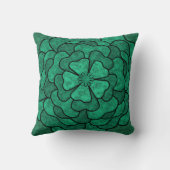 シームレスな抽象芸術フローラ花ブラックグリーンカラー クッション (裏面)