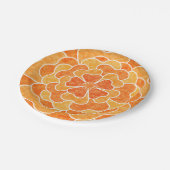 シームレスな抽象芸術フローラ花ホワイトオレンジ色 ペーパープレート (アングル)