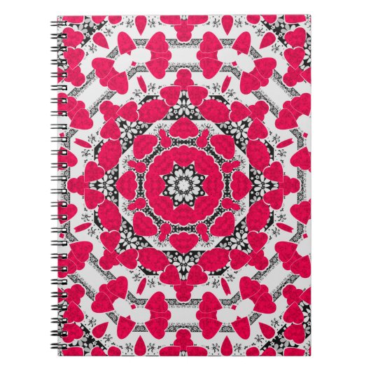 シームレスな抽象芸術マンダラハートは明るい丸いオーナ ノートブック (正面)