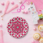 シームレスな抽象芸術マンダラハートは明るい丸いオーナ ペーパープレート (パーティー)