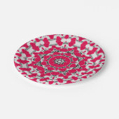 シームレスな抽象芸術マンダラハートは明るい丸いオーナ ペーパープレート (アングル)