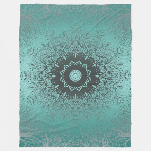 シームレスな抽象芸術マンダララウンドカリドスコップ フリースブランケット (正面)