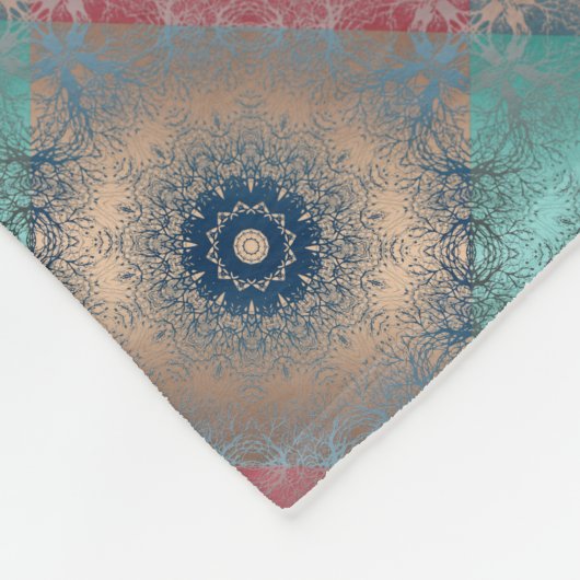 シームレスな抽象芸術マンダラ丸kaledosco フリースブランケット (角)