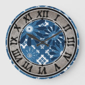 シームレスな抽象芸術モダン市松模様にプレードフローラbl ラージ壁時計 (正面)