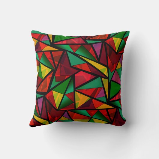 シームレスな抽象芸術モダン幾何学的形状の三角形 クッション (裏面)