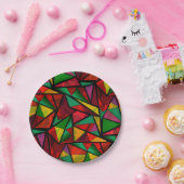 シームレスな抽象芸術モダン幾何学的形状の三角形 ペーパープレート (パーティー)