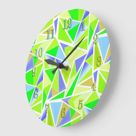 シームレスな抽象芸術モダン幾何学的形状の三角形 ラージ壁時計 (傾斜)