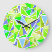 シームレスな抽象芸術モダン幾何学的形状の三角形 ラージ壁時計 (正面)