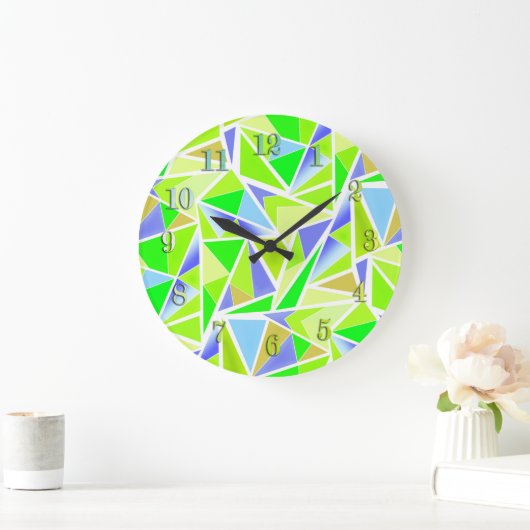 シームレスな抽象芸術モダン幾何学的形状の三角形 ラージ壁時計 (ホーム)