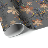 シームレスな抽象芸術レトロベージュの花グレーのバックグロ ラッピングペーパー (ロールコーナー)