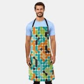 シームレスな抽象芸術レトロ幾何学模様 エプロン (着用した状態)