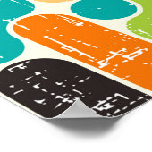 シームレスな抽象芸術レトロ幾何学模様 ポスター (角)