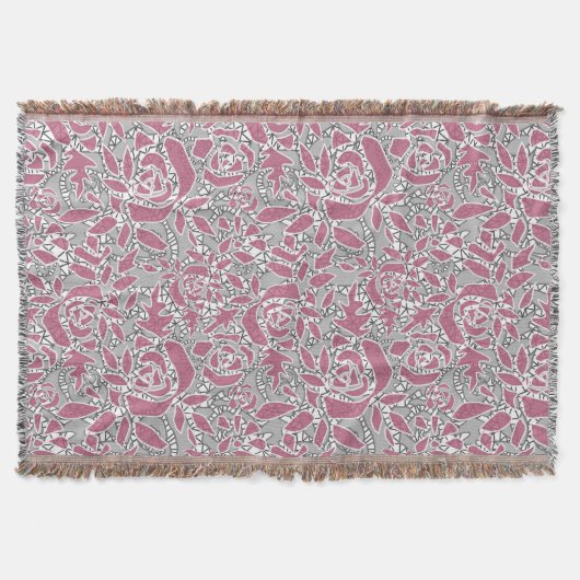 シームレスな抽象芸術レースロマンチックなレトロヴィンテージピンク スローブランケット (正面)