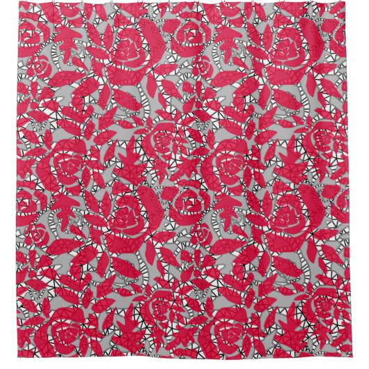 シームレスな抽象芸術レースロマンチックなレトロヴィンテージ赤 シャワーカーテン (正面)